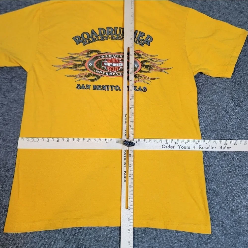 Harley-Davidson Eagle Graphic T-Shirt Medium Yellow Roadrunner San Benito Texas
